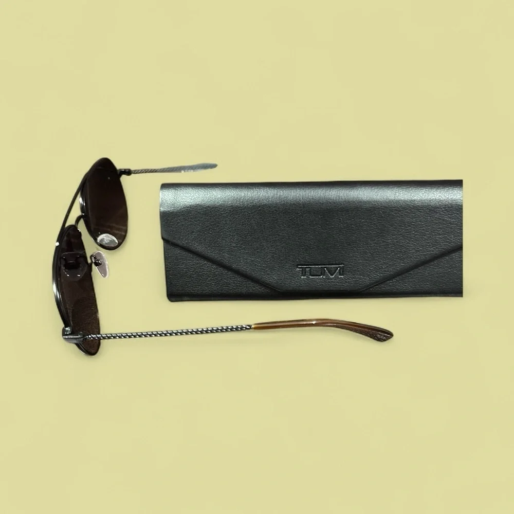 Tumi Black Aviator Sunglasses with Case